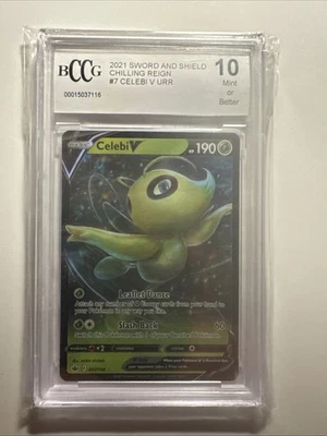 Pokemon 2021 SWSH Chilling Reign Rare Celebi V 007/198 BCCG 10 - Image 1 of 4