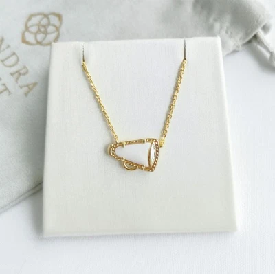 Kendra Scott Cheer Gold White Mother-of-Pearl Pendant Necklace Authentic New - Image 1 of 4