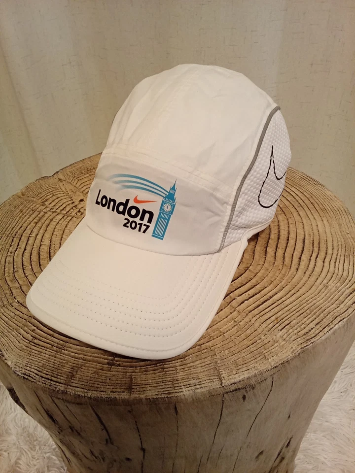 Nike AW84 Aerobill Dri Fit Running Hat 5 Panel Cap White Cycling 2017 London - Image 1 of 4