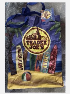 Bolso de Mano de Compras Trader Joe's Tabla de Surf Playa Palmera De Colección Usado Bueno Raro - Imagen 1 de 11