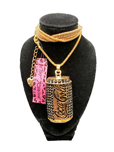 Betsey Johnson~Black “Coca Cola” Can Shaped Necklace~2”X1”Charm~3OInch Chain~NWT