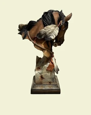 Hand Casted And Hand Painted Horse Sculpture Statue 10.5” L  x 15.5” H x 7” D - Image 1 of 3