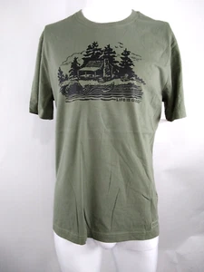 Life is Good Men S/S Crusher Lite Tee Woodcut Lake Cabin Green Medium 71767 - Picture 1 of 10