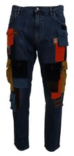 Dolce & Gabbana Blue Cotton Blend Cargo Patch Men Denim Men's Jeans Authentic