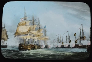 ROYAL NAVY SEA BATTLE 1801 DANISH FLEET COPENHAGEN NO1 Magic Lantern Slide C1890 - Bild 1 von 5