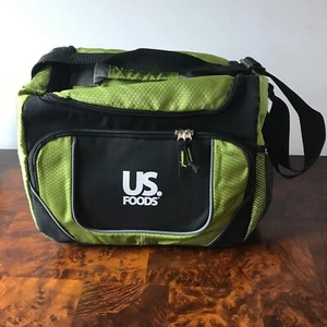 US FOODS - Green Black Soft Portable Cooler Bag with Shoulder Strap NEW - Picture 1 of 13