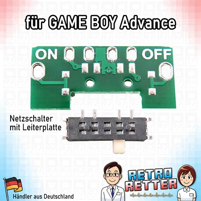 RETRORESCUE 🔌 Netzschalter + PCB - GameBoy Advance - GBA Strom AN AUS Schalter Regler