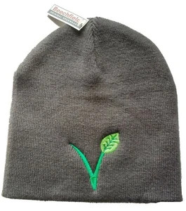 VEGAN custom embroidered knitted beanie hat - Picture 1 of 1