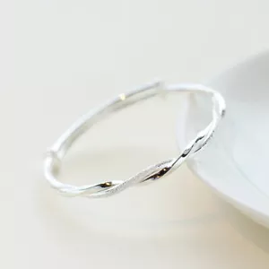 Infinity Curve Women's 999 Sterling Silver Bangle Bracelet - Picture 1 of 5