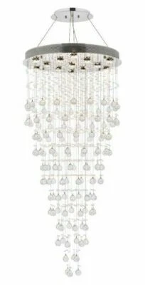 Lámpara de araña grande de cromo y cristal para vestíbulo o comedor 13 lámparas 36 pulgadas Foto 1 de 4