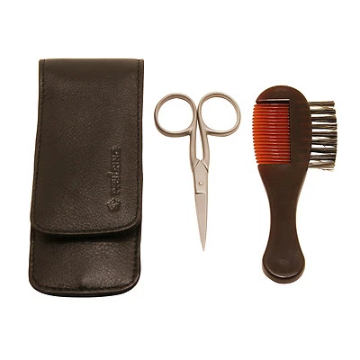 Pfeilring - Moustache & Beard Grooming Set in Black Nappa Leather Case - Imagen 1 de 4