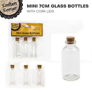30ml Clear Glass Multi-purpose Storage Bottle Jar with Natural Cork Lid Round - Picture 1 of 2