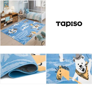 Tappeto tappeto bambino pelo corto blu animali design western soggiorno ÖKOTEX - Foto 1 di 8