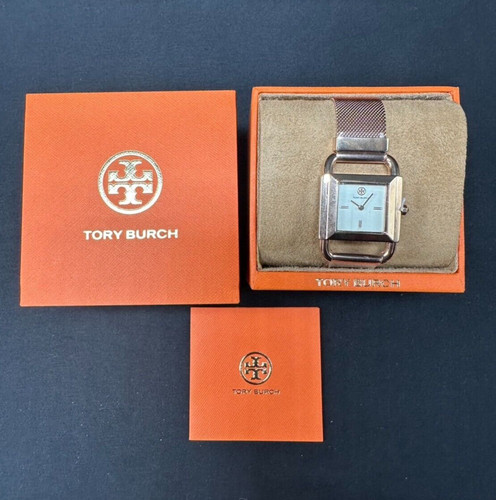 Orologio Tory Burch Phipps acciaio inox oro rosa nuovo con etichette logo TBW7251