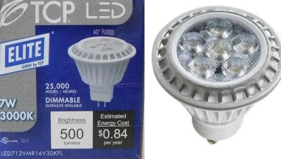 2 TCP Elite LED 7W 3000K 50W Halogen Replacement Up to 25,000 Hours (500 Lumens) - Image 1 of 3