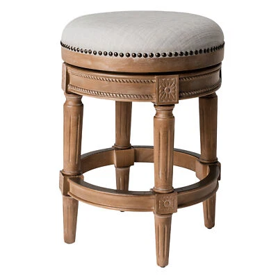 Maven Lane Stool in Weathered Oak Finish w/ Sand Color Upholstery (For Parts) - Image 1 of 4