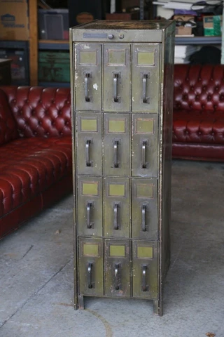 Vintage Antique File Cabinet Ledger Card Catalog Industrial Drawer Storage Green Cover