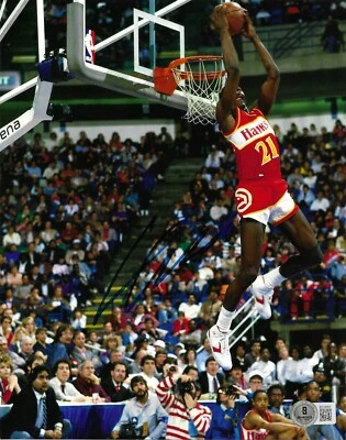 Dominique Wilkins Signed 8x10 Photo Autographed BAS Atlanta Hawks Slam Dunk Win - Image 1 of 2