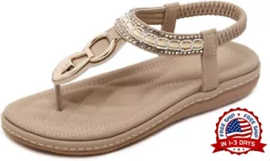 Sandalias Planas Para Mujer, Chanclas Cómodas Zapatillas De Verano Moda NEW US.. - Picture 1 of 8
