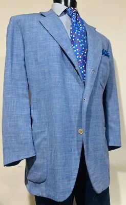 R Caruso шерсти льна океана синий без подкладки спортивное пальто мужчин 50 R сделано в Италии - Изображение 1 из 4
