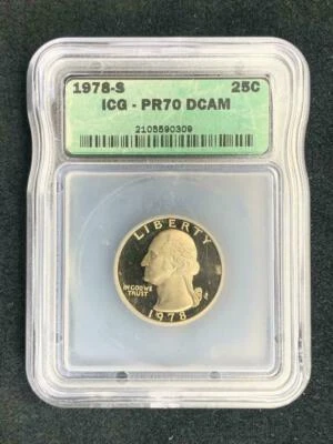 1978 S WASHINGTON QUARTER 25C PF70 ULTRA CAMEO UCAM ICG PR70 DCAM SKU 2349 - Image 1 of 2