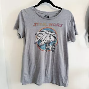 Star Wars Damen Millennium Falcon T-Shirt Grau Kurzarm Rundhals Tee - Bild 1 von 4