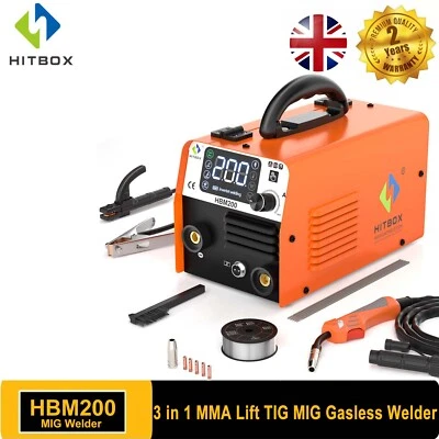 HITBOX 3IN1 200A MIG WELDER 220V DC GASLESS IGBT INVERTER TIG MIG MMA WELDER UK - Image 1 of 4