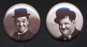 LAUREL AND HARDY black and white two Badge Button Pins - Picture 1 of 2