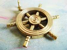 45mm Sailor solid brass ship wheel charm pendant