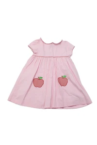 Dondolo Girls Cotton Apple Pockets Collar Short Sleeve Shift Dress Pink Size 6 - Picture 1 of 5