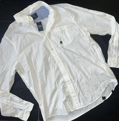 NWT ABERCROMBIE & FITCH MENS XXL DRESS SHIRT WHITE stretch LONG-SLEEVE DEFECT! - Image 1 of 4