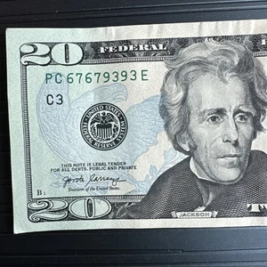 Twenty Dollar $20 Bill Note Fancy Serial Number Trinary Mint 67679393 Reapeter - Picture 1 of 6