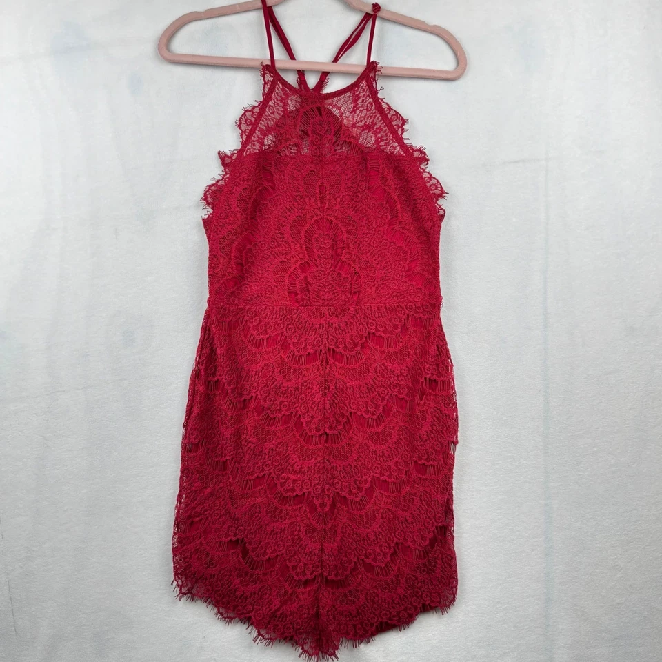 Elegante mameluco halter de encaje rojo íntimo Free People mediano sin mangas fiesta Foto 1 de 4