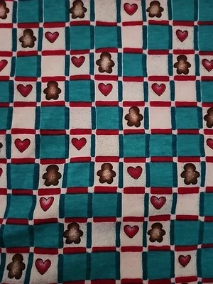 Vintage Dianna Marcum CHRISTMAS Gingerbread Hearts Marcus Bros. Cotton Fabric  - Image 1 of 4