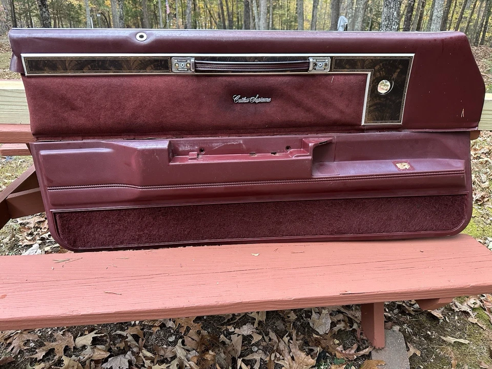 Oldsmobile Cutlass Supreme Left Door Panel, Burgundy - Image 1 of 4