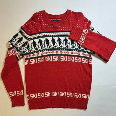 Suéter de esquí American Eagle Outfitters para hombre MD Pullover rojo mezcla de lana Foto 1 de 4