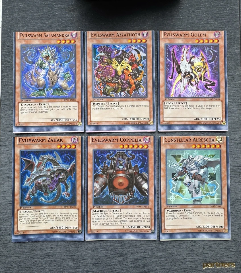 YuGiOh! Evilswarm Error Misprint Miscut Bundle HA07 1st Edition Super Rare NM - Image 1 of 4