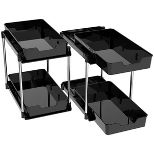 2 Pack Black Under Sink Organizer,Multi-Purpose kitchen organizers and storag... - Picture 1 of 9