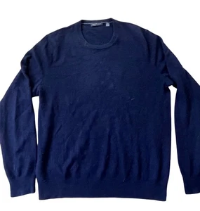 Saks Fifth Avenue Cashmere Crewneck Sweater Mens Large Blue Solid Classic Preppy - Picture 1 of 6