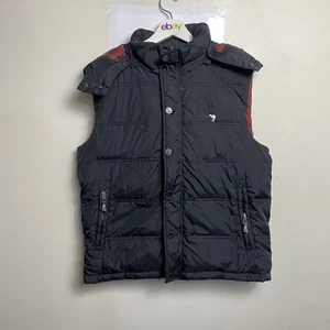 Canterbury Mens Puffer Vest Black Jacket Size Small Hooded Outdoor Flannel Lined - Picture 1 of 12