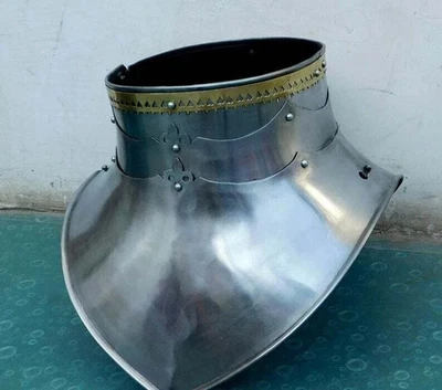 Caballero Medieval Griego Gótico Acero Cuello Guardia Armadura Medieval Acero Garganta Foto 1 de 4