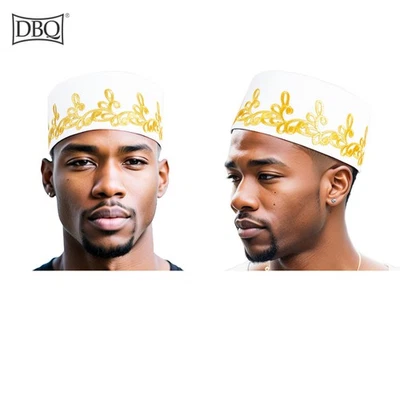 DBQ African 男式风格帽子金色刺绣胸针平底日常帽子商务装 — 第 1/4 张图片