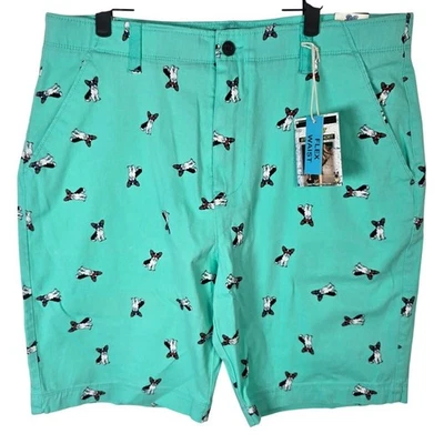 Pantalones Cortos Plugg Para Hombre Verde Azulado Frenchie Bulldog Francés Estampado de Perro Cintura Flexible Talla 36 Foto 1 de 4
