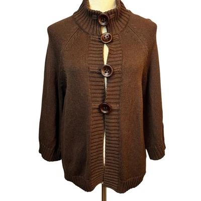 Cárdigan Suéter Vintage Hampshire Studio Grueso Botón Frontal Lagenlook Acogedor LG Foto 1 de 4