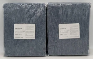 Pottery Barn Belgischer Flachs Leinen VERDUNKELUNG Gardine Vorhang (2) 50 x 96 Chambray Blau - Bild 1 von 2