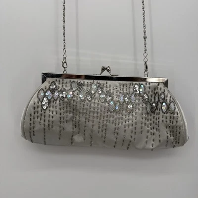 Bolso Bandolera Carlo Fellini Nite Plateado Lentejuelas Noche Bolso sin asas Y2k Foto 1 de 4