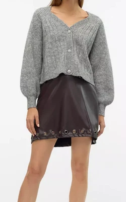 Vero Moda Skirt VMCiff High Waisted Faux Leather Mini Skirt Size Small NWT - Image 1 of 4