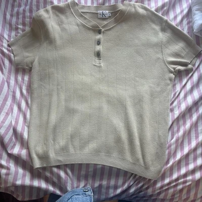 Vintage 90s Calvin Klein Short Sleeve Sweater Men's L - Image 1 of 2