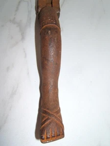 ANTIQUE HAND FORGED DOOR KNOCKER FEET OF JESUS LEG WITH SANDALS - Picture 1 of 18