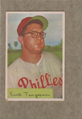 *1954 Bowman #63 Earl Torgeson, Phillies bonita con camiseta scrtch@, btm izquierda punta curva Foto 1 de 2